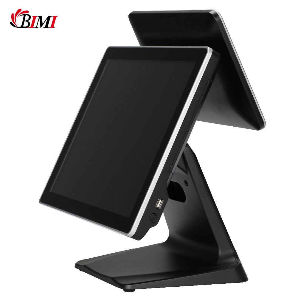 15inch aluminium alloy base dual screen touch pos systems